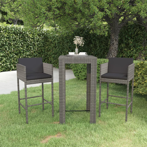 Latitude Run® Patio Bar Set Outdoor Bistro Set Bar Stool Bistro Table